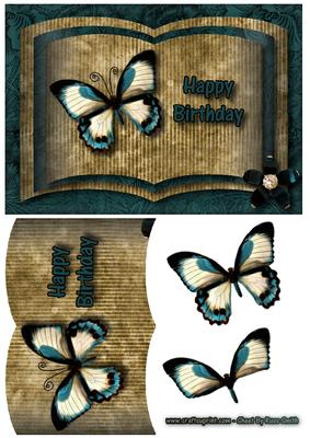 Birthday Butterfly Book-style Quick Card
