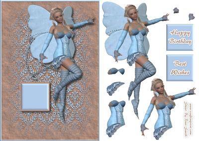 Blue & Cream Fairy Quick Card