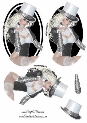 Elegant Lady in Silver Decoupage