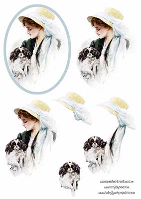 Elegant Lady in Blue Decoupage