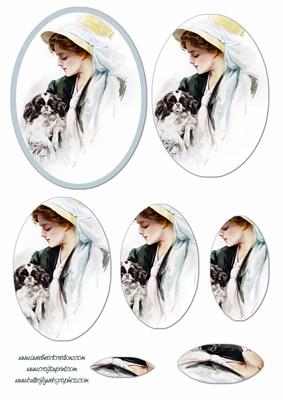 Elegant Lady in Blue Oval Pyramage