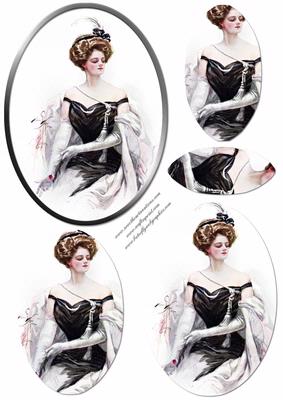 Elegant Lady in Black, Pink and White Pyramage