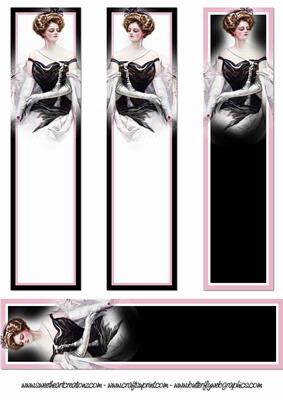 Elegant Lady in Black, Pink and White Bookmarks