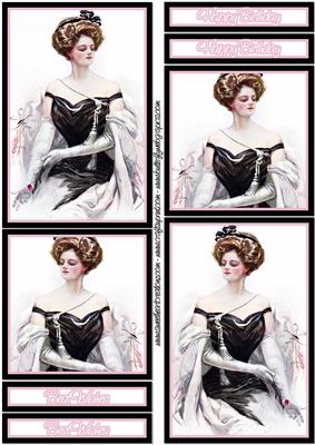 Elegant Lady in Black, Pink and White Topper