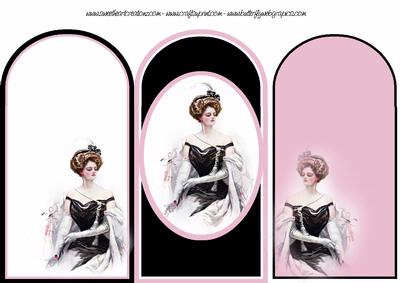 Elegant Lady in Black, Pink and White Tri Fold
