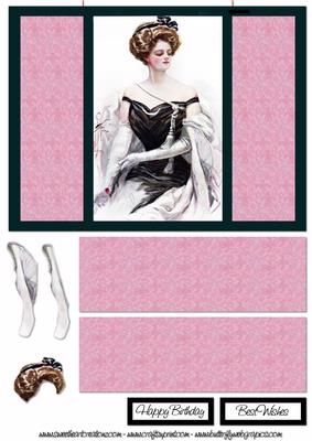 Elegant Lady in Black, Pink and White Gatefold