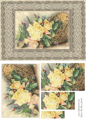 Basket of Yellow Roses Quick Card