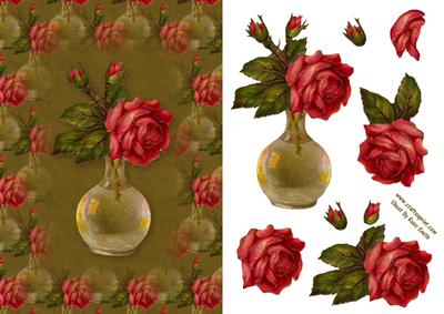 Pink Rose in Vase Quick Card