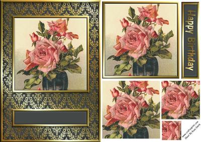 Vase of Roses Quick Card