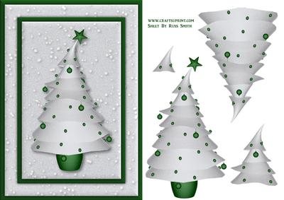 Silver & Green Christmas Tree Quick Card