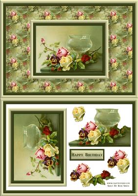Vintage Vase of Flowers Quick Card