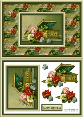 Vintage Box of Flowers Quick Card