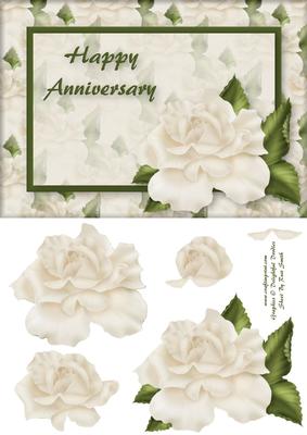 Cream Rose Quick Card - Anniversary