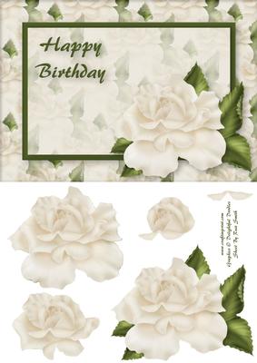 Cream Rose Quick Card - Birthday