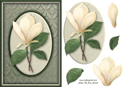 Cream Flower on Damask Quick Card