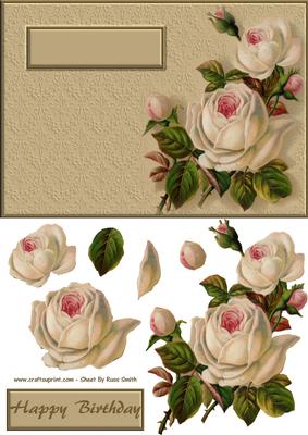 Cream Roses Quick Card