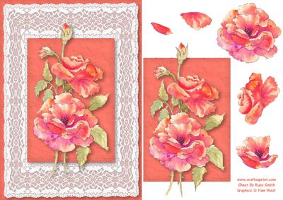 Red Roses on Lace Quick Card