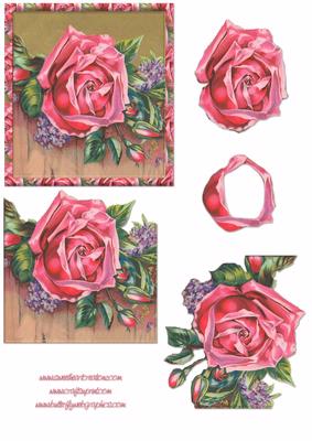Pink Rose on Fence Decoupage