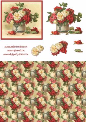 Red and White Flowers Card Kit