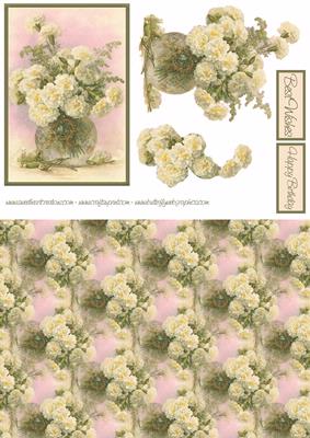 Vase of White Flowers Card Kit