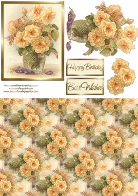 Yellow Flowers in Vase Card Kit