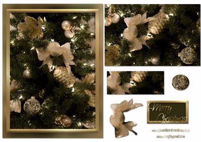 Gold Christmas Tree Decoupage