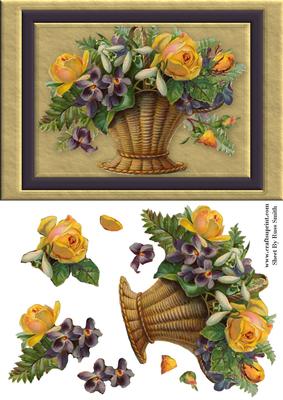 Roses in Basket Quick Card