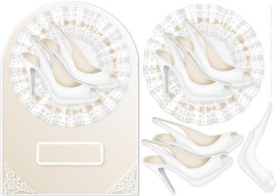 Cream and White Shoes on Lace Rounded Card Front