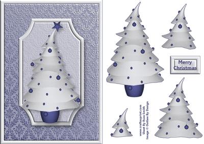 Blue & Silver Christmas Tree Quick Card