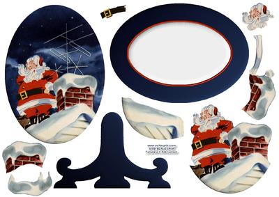 Santa on the Roof Plate Stand