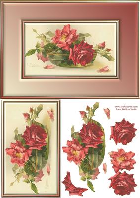 Red Roses in Vase Quick Card