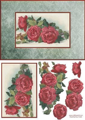 Red Roses on Damask Quick Card