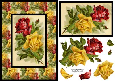 Yellow and Red Roses Quick Card
