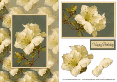 Cream and Green Flower Card Front
