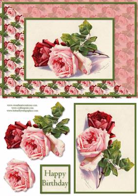 Pink and Red Roses Card Front