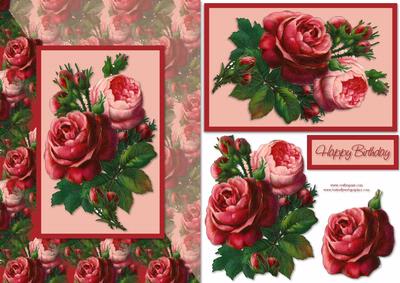 Red and Pink Roses Card Front