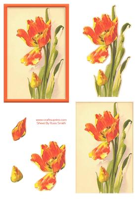 Orange Flowers Easy to Cut Decoupage