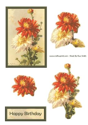 Orange Flowers Easy to Cut Decoupage