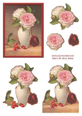 Pink & White Roses Easy to Cut Decoupage