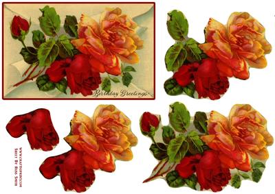 Red & Orange Roses Easy to Cut Decoupage