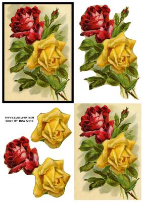 Red & Yellow Roses Easy to Cut Decoupage