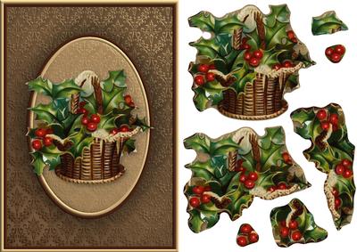 Basket of Holly Easy to Cut Quick Card
