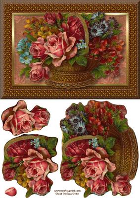 Basket of Roses Easy to Cut Quick Card