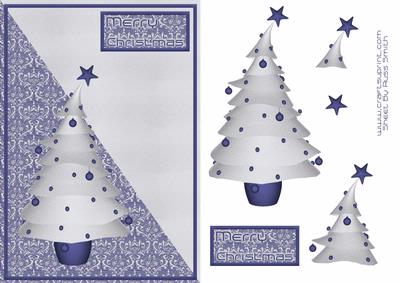 Blue Christmas Tree Card Front