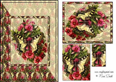 Butterfly and Flowers Card Front