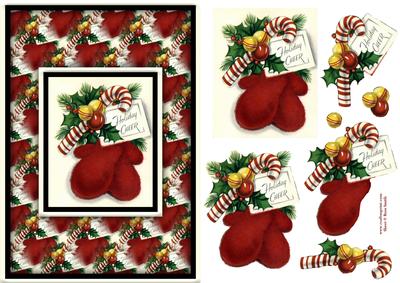 Christmas Mittens & Holly Quick Card