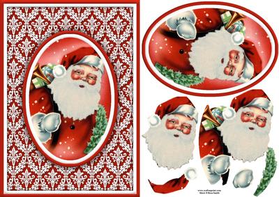 Santa on Damask Quick Card