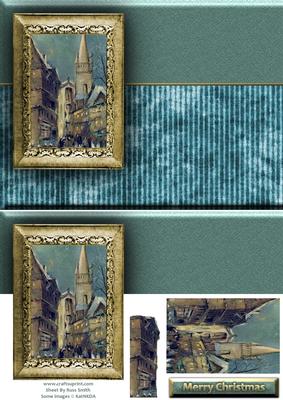 Vintage City Snow Scene Quick Card