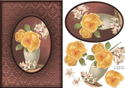 Yellow Rose in Vase Quick Card