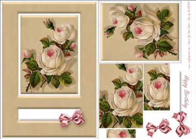 Cream Roses Quick Card